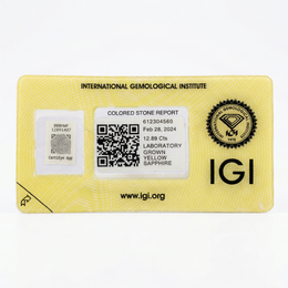 IGI Certified Laboratory Grown Yellow Sapphire | 12.89 Carat Emerald Cut | Vivid Yellow Luxury Gemstone-Saleh Sallom