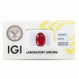 IGI Certified Laboratory Grown Ruby | 6.99 Carat Oval Brilliant Cut | Purplish Red Luxury Gemstone-Saleh Sallom