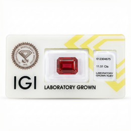 IGI Certified Laboratory Grown Ruby | 11.51 Carat Emerald Cut | Purplish Red High Jewelry Gemstone-Saleh Sallom
