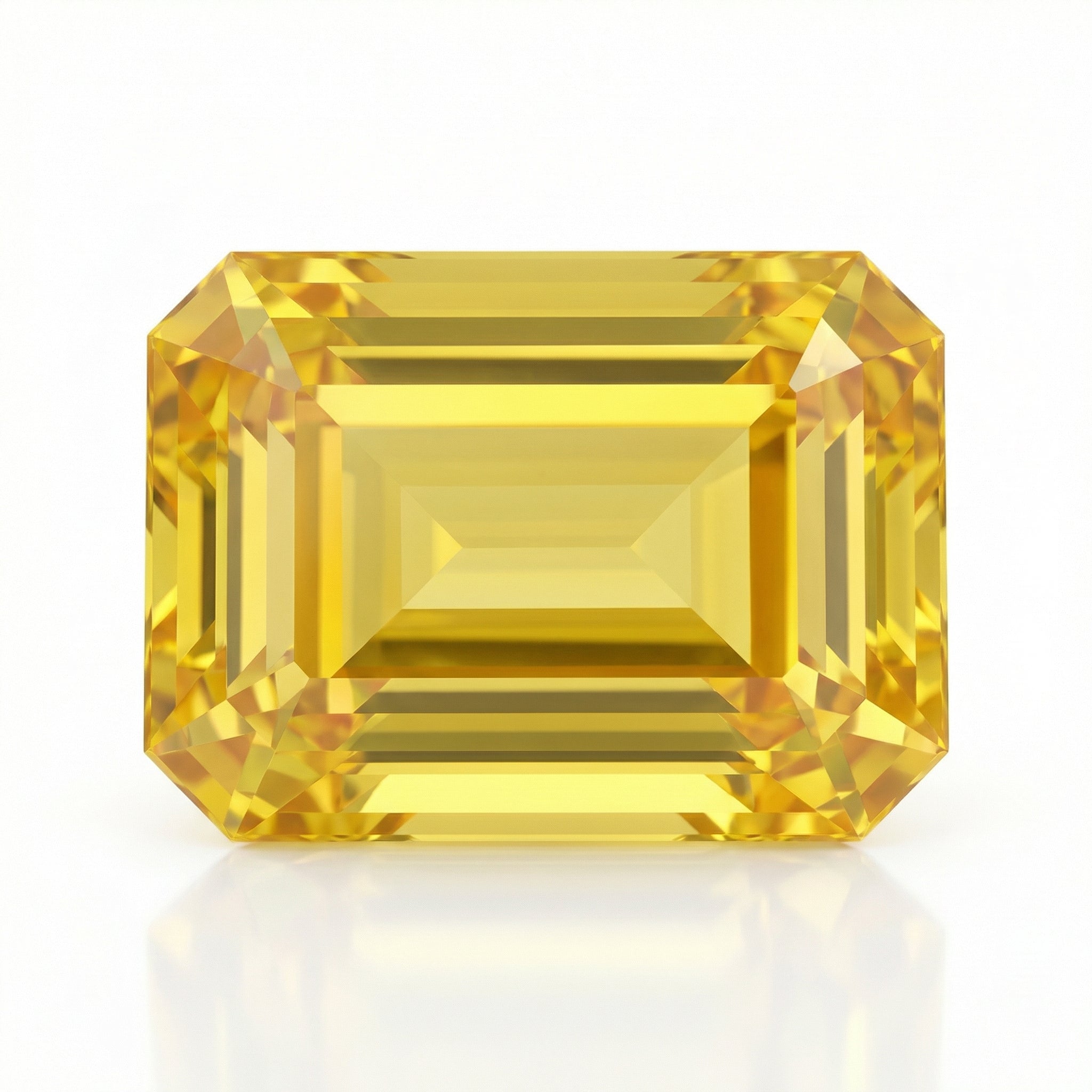 IGI Certified Laboratory Grown Yellow Sapphire | 12.89 Carat Emerald Cut | Vivid Yellow Luxury Gemstone-Saleh Sallom Main image