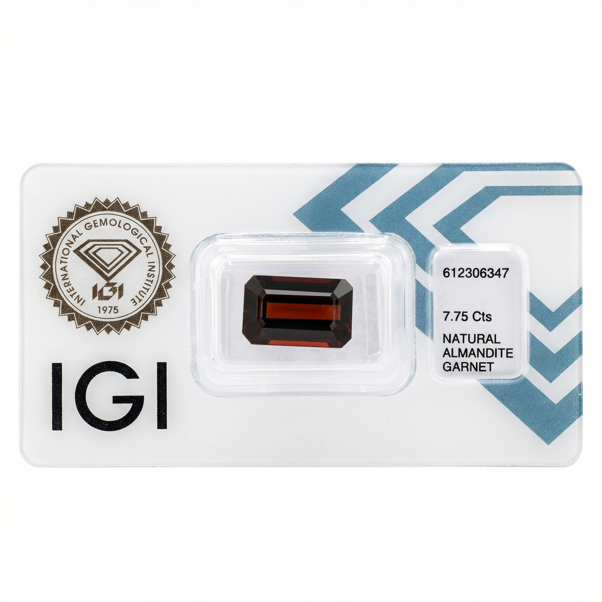 IGI Certified Natural Almandine Garnet | 7.75 Carat Emerald Cut | Dark Orangy Red-Saleh Sallom