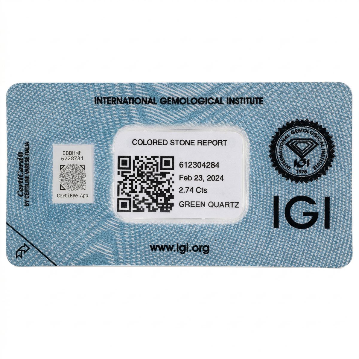 IGI Certified Natural Green Quartz | 2.74 Carat Oval Cut | Transparent Green