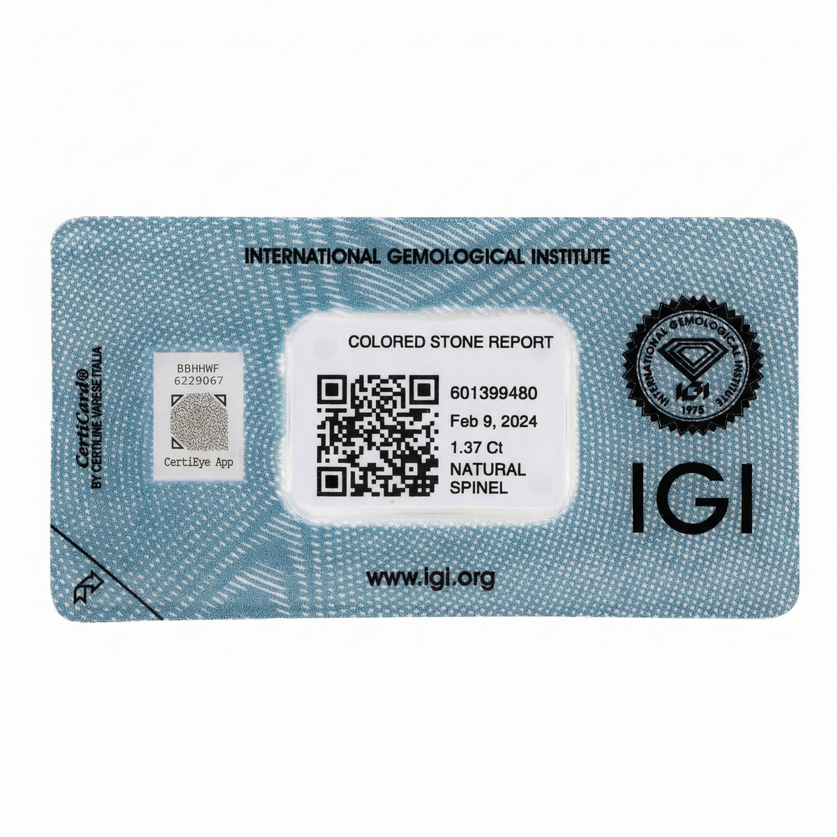 IGI Certified Natural Spinel | 1.37 Carat Cushion Cut | Dark Greyish Violet