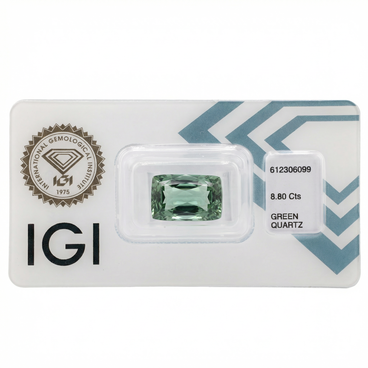 IGI Certified Natural Green Quartz | 8.80 Carat Cushion Cut | Yellowish Green