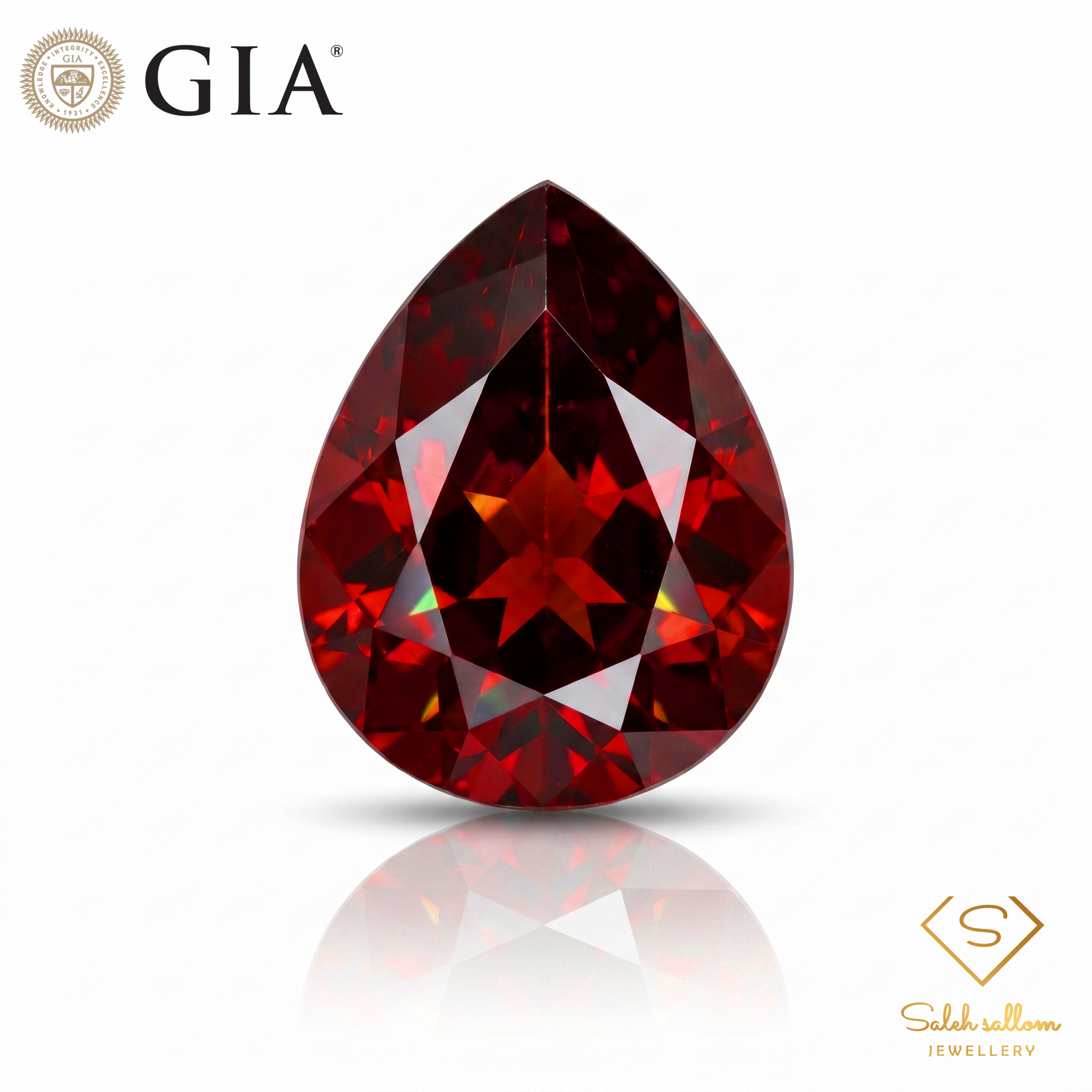 GIA Certified Natural Pyrope-Spessartine Garnet | 4.79 Carat Pear Cut | Purplish Red