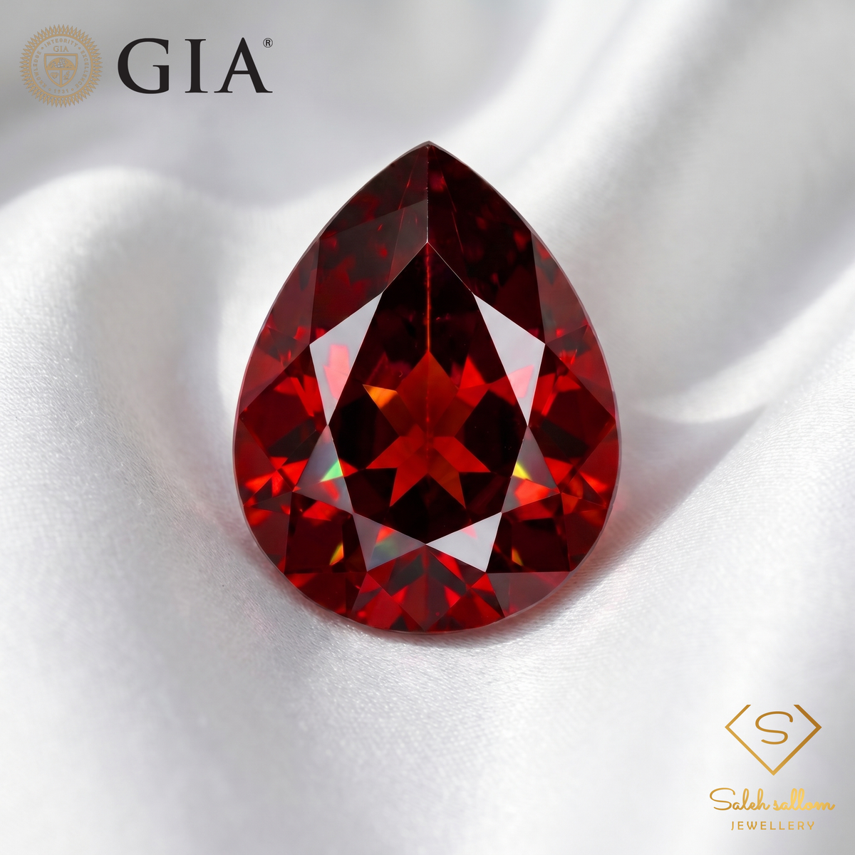 GIA Certified Natural Pyrope-Spessartine Garnet | 4.79 Carat Pear Cut | Purplish Red