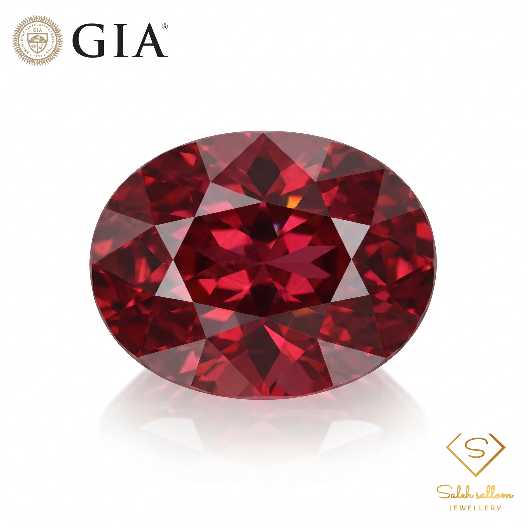 GIA Certified Natural Rhodolite Garnet | 3.29 Carat Oval Cut | Purplish Red