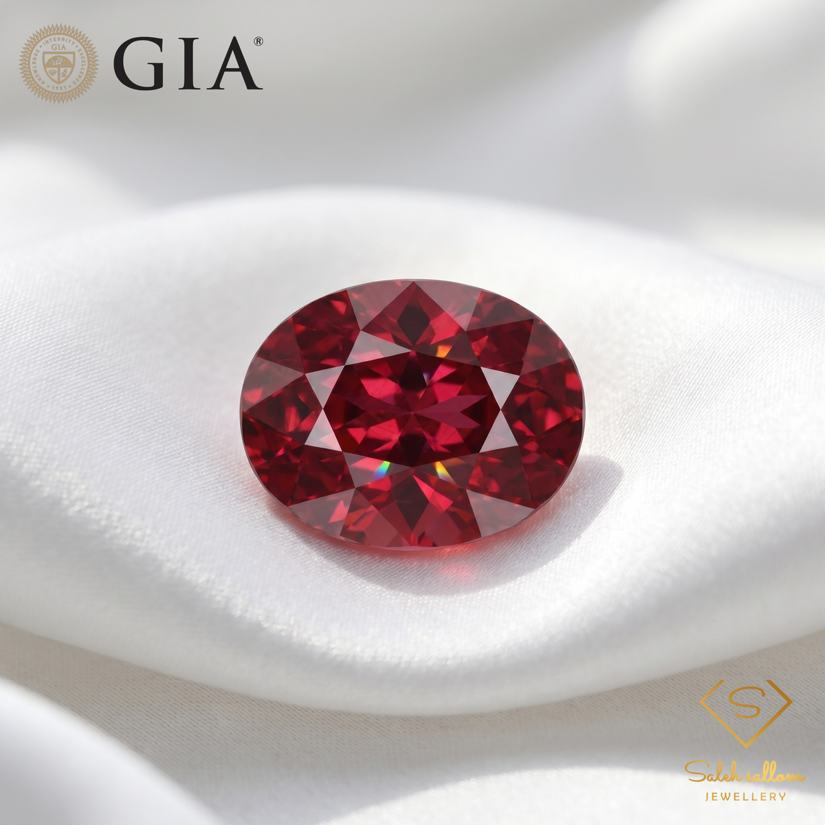 GIA Certified Natural Rhodolite Garnet | 3.29 Carat Oval Cut | Purplish Red