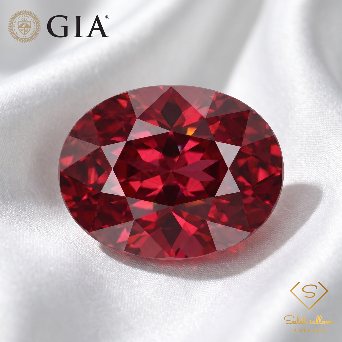 GIA Certified Natural Rhodolite Garnet | 3.29 Carat Oval Cut | Purplish Red