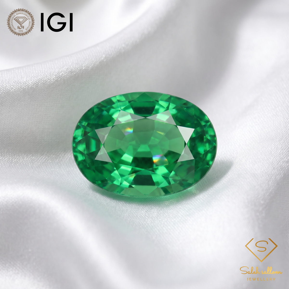 IGI Certified Natural Tsavorite Garnet | 0.45 Carat Oval Cut | Green