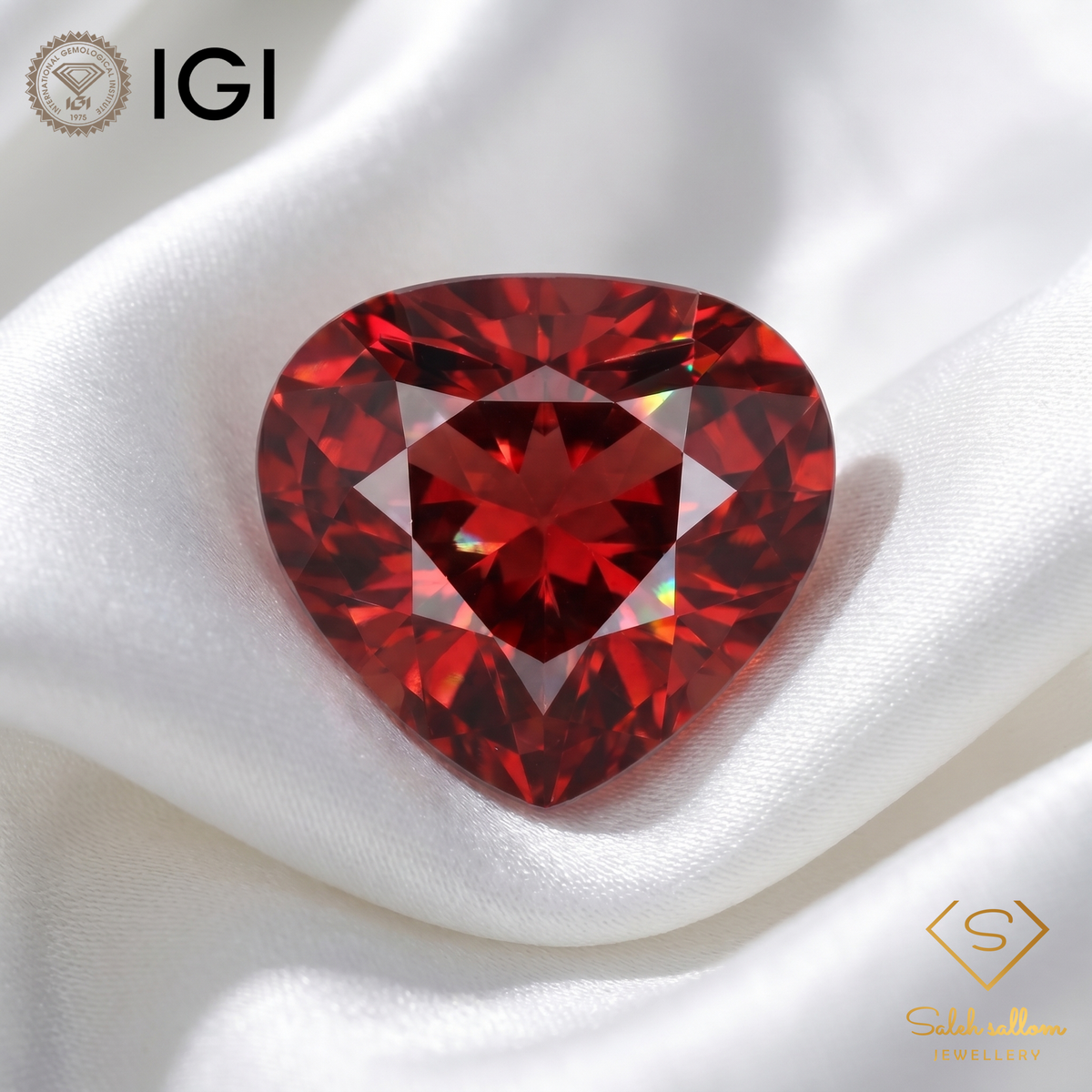 IGI Certified Natural Pyrope Garnet | 2.58 Carat Pear Cut | Reddish Orange