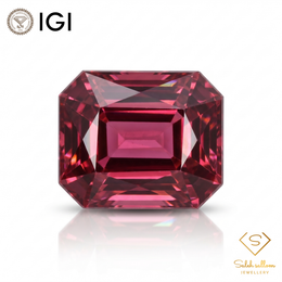 IGI Certified Natural Rhodolite Garnet | 2.87 Carat Emerald Cut | Pinkish Purple