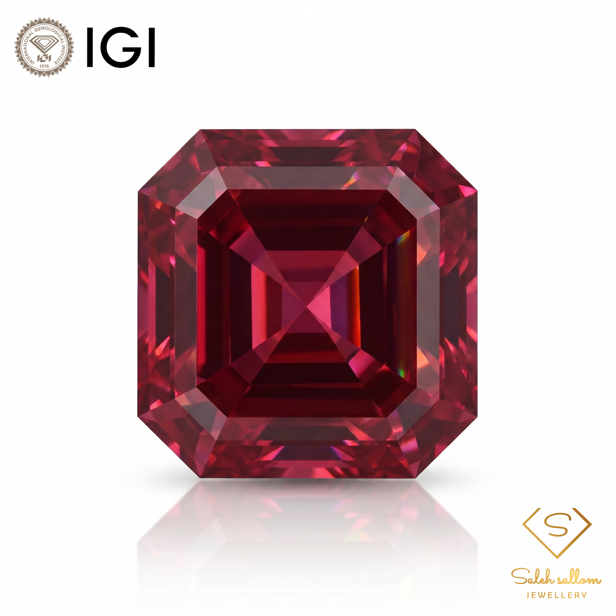 IGI Certified Natural Rhodolite Garnet | 3.17 Carat Square Emerald Cut | Reddish Purple Main image