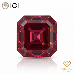 IGI Certified Natural Rhodolite Garnet | 3.17 Carat Square Emerald Cut | Reddish Purple