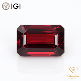 IGI Certified Natural Almandine Garnet | 4.37 Carat Emerald Cut | Orangy Red
