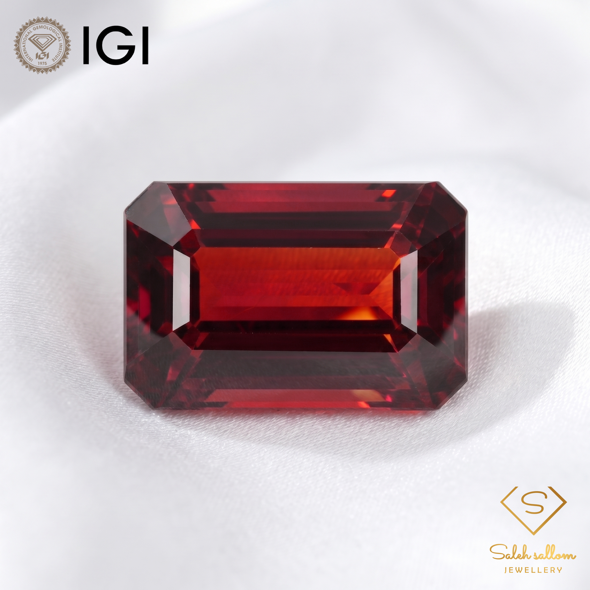 IGI Certified Natural Almandine Garnet | 4.37 Carat Emerald Cut | Orangy Red Secondary image
