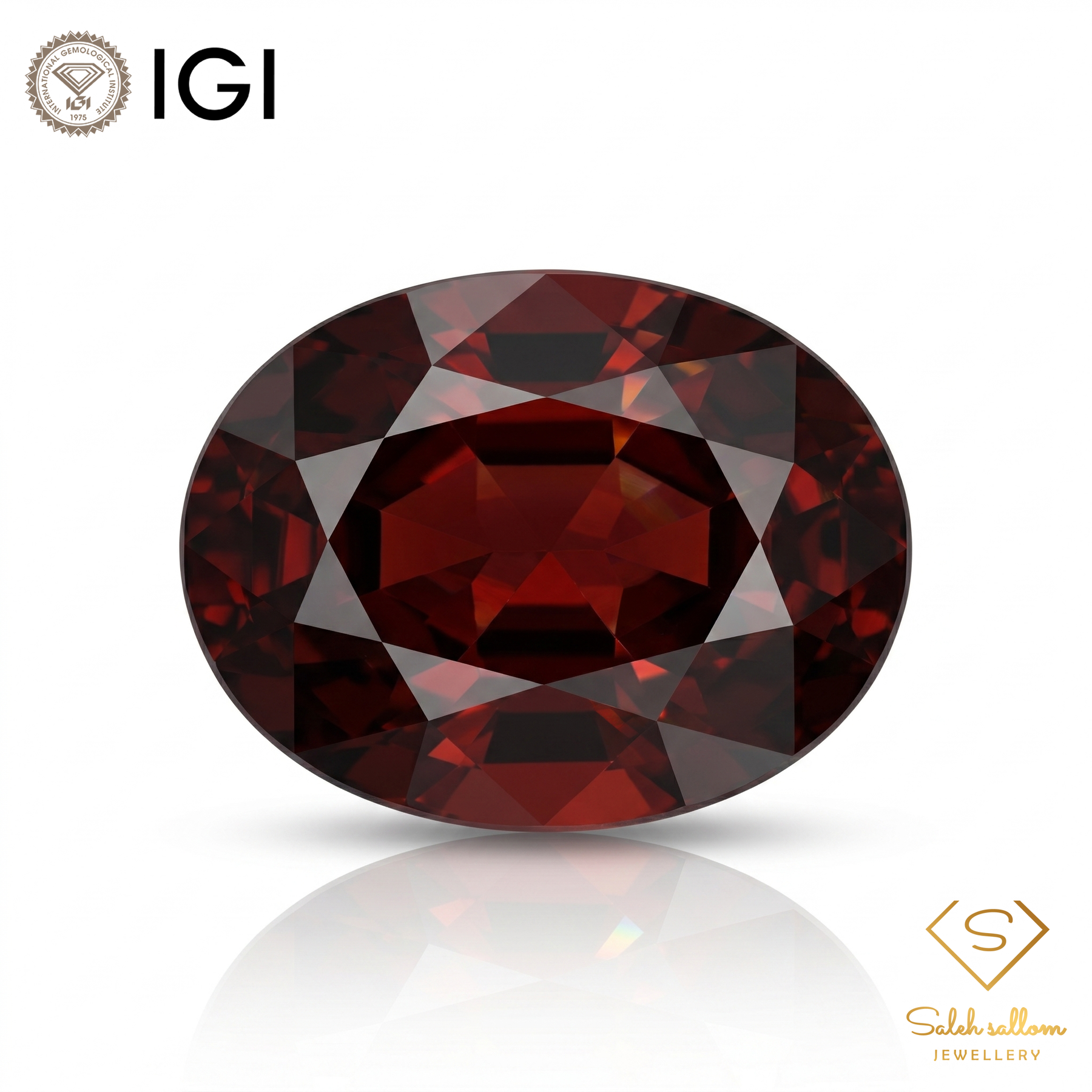 IGI Certified Natural Almandine Garnet | 9.84 Carat Oval Cut | Dark Orangy Red