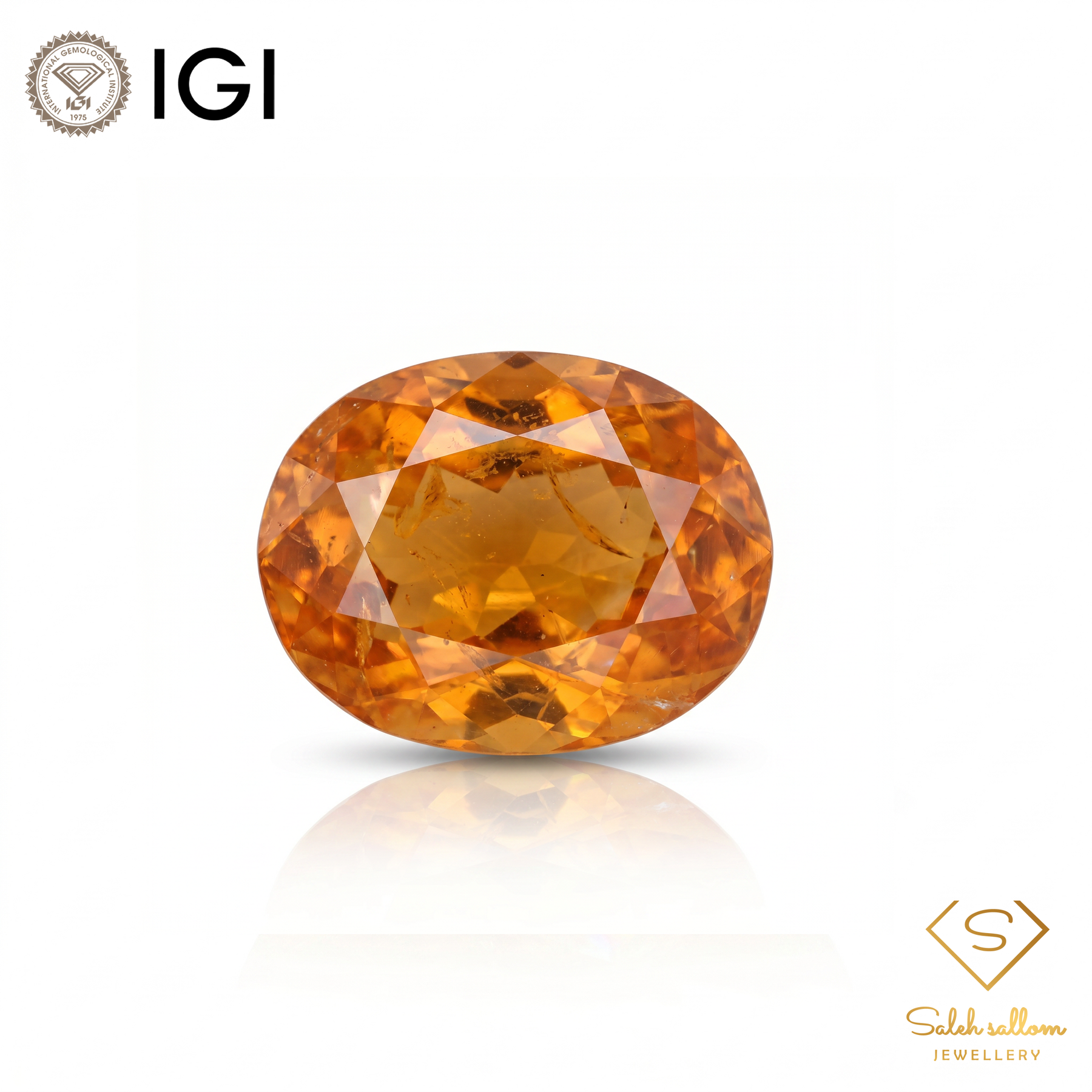 IGI Certified Natural Spessartite Garnet | 1.98 Carat Oval Cut | Yellowish Orange