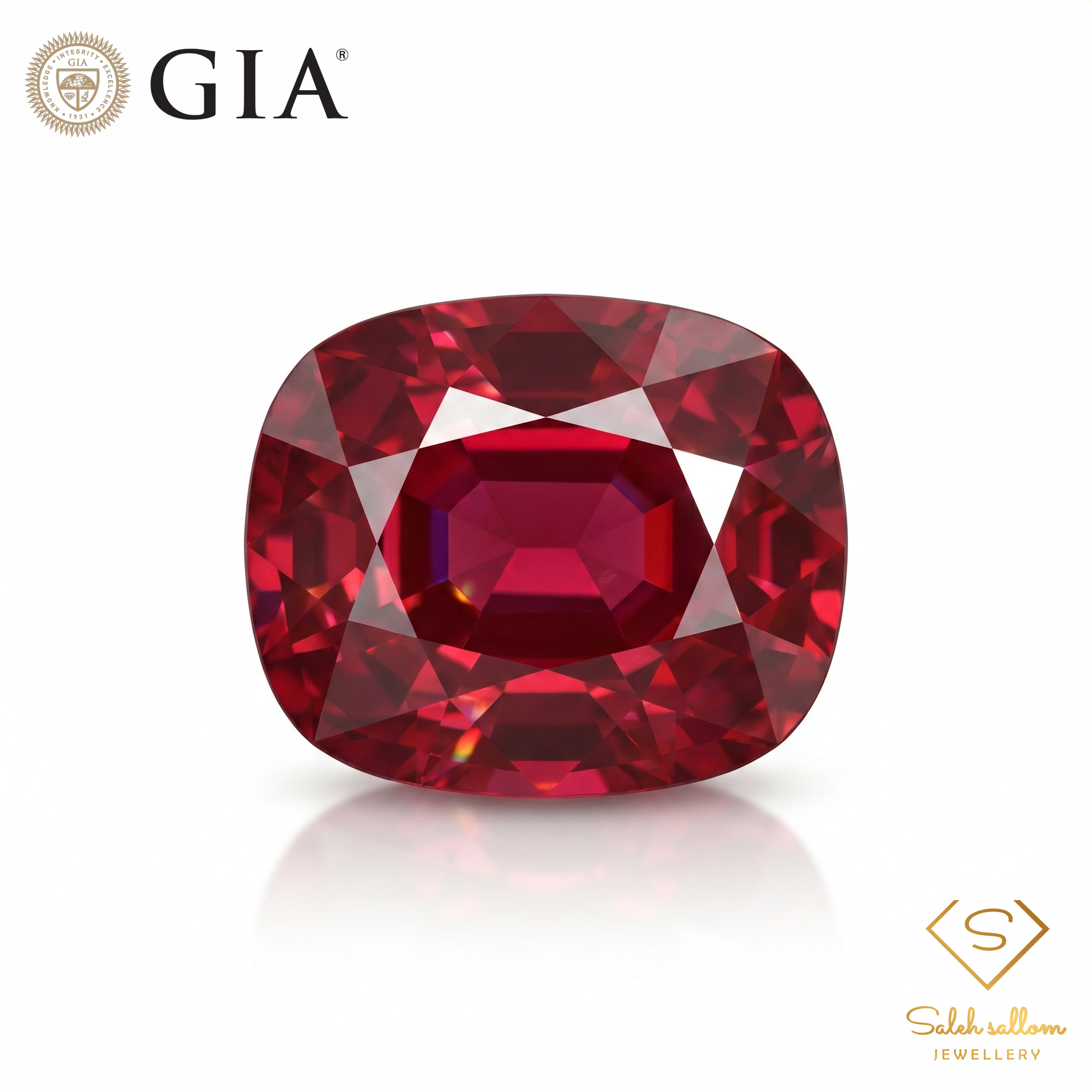 GIA Certified Natural Rhodolite Garnet | 5.74 Carat Cushion Cut | Purplish Red Main image