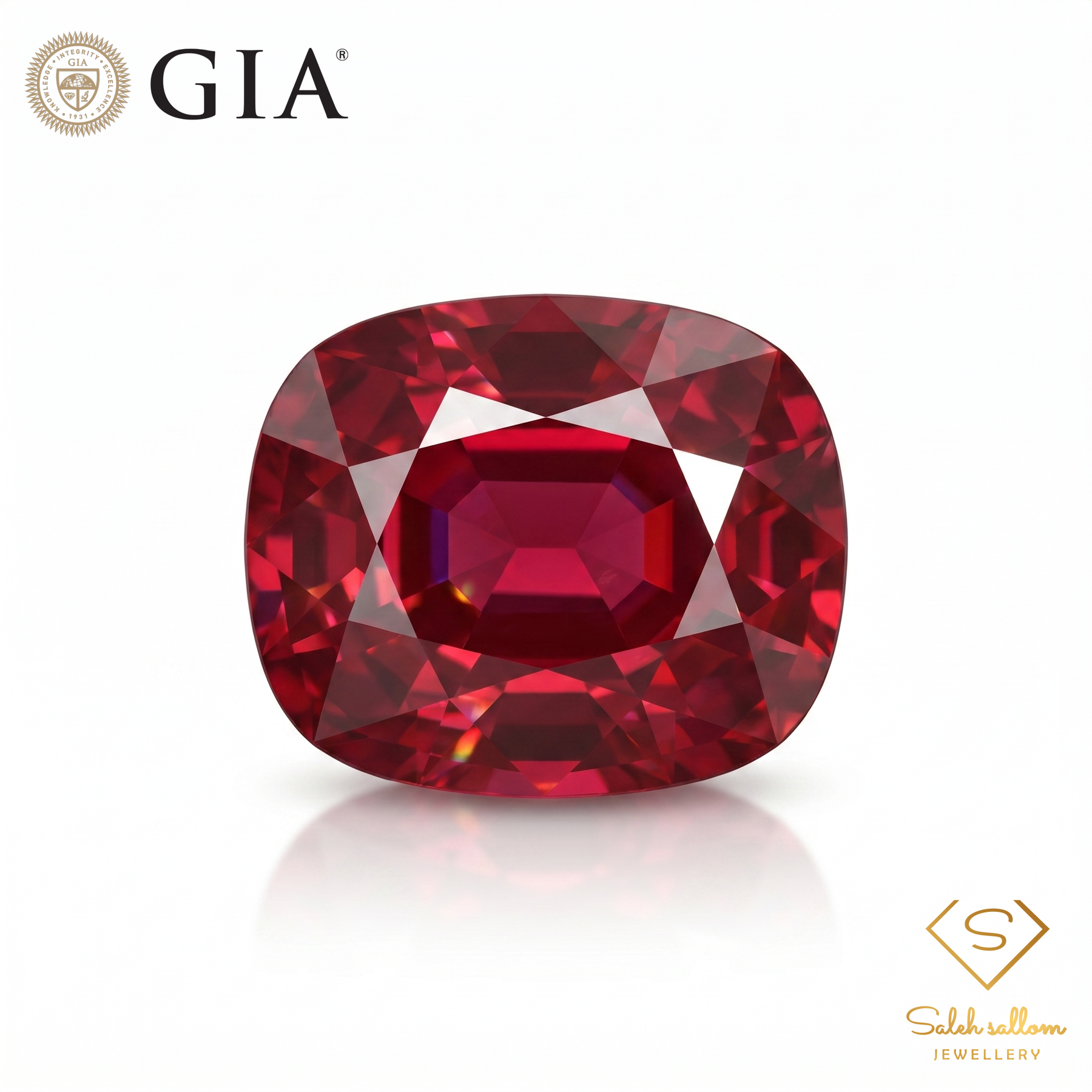 GIA Certified Natural Rhodolite Garnet | 5.74 Carat Cushion Cut | Purplish Red