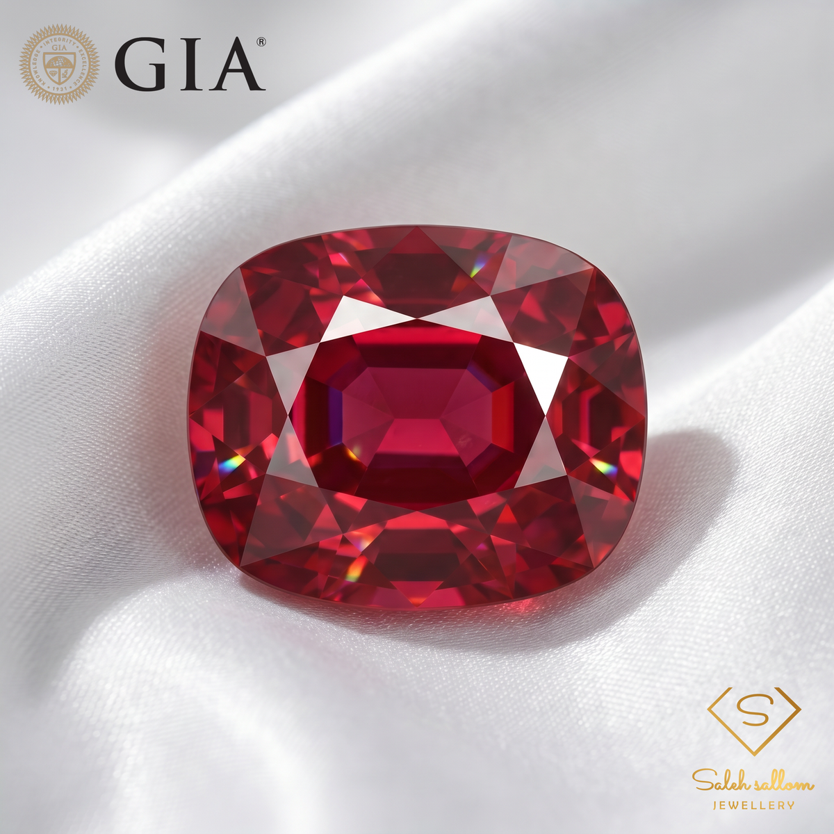 GIA Certified Natural Rhodolite Garnet | 5.74 Carat Cushion Cut | Purplish Red