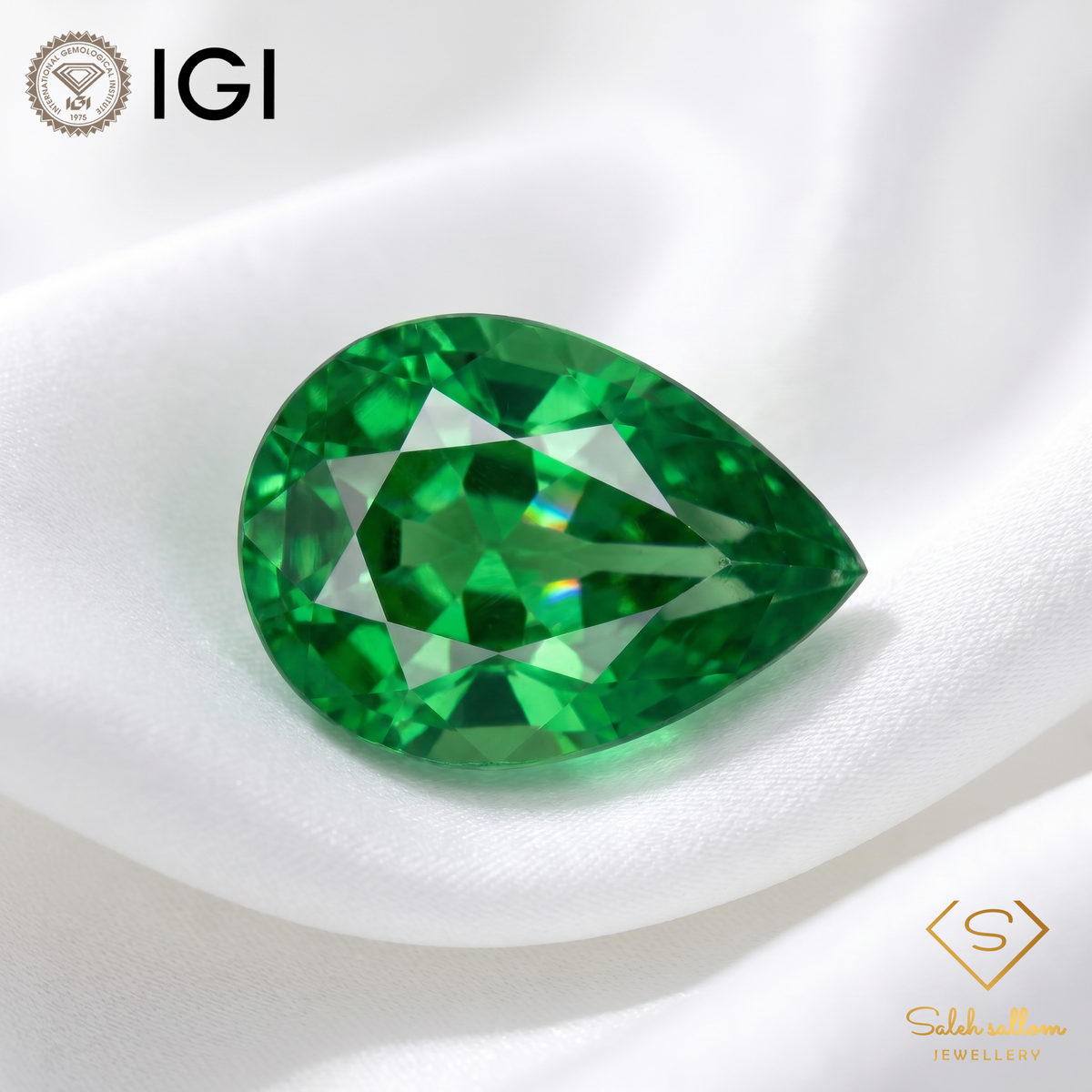IGI Certified Natural Tsavorite Garnet | 0.32 Carat Pear Cut | Green
