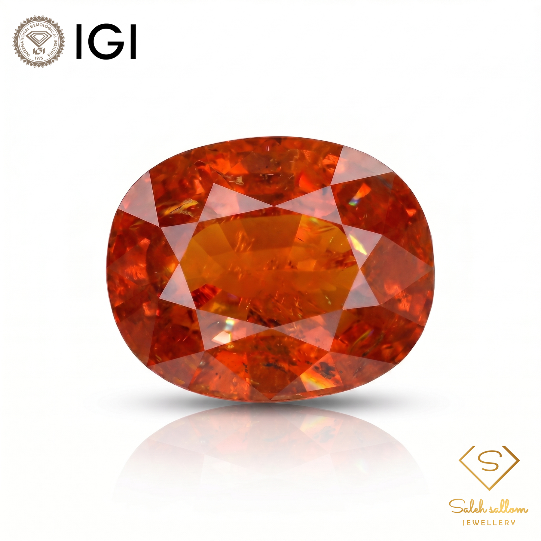 IGI Certified Natural Spessartite Garnet | 10.68 Carat Oval Cut | Brownish Orange