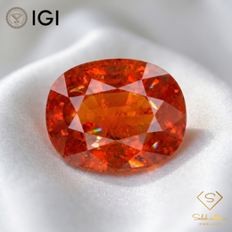 IGI Certified Natural Spessartite Garnet | 10.68 Carat Oval Cut | Brownish Orange