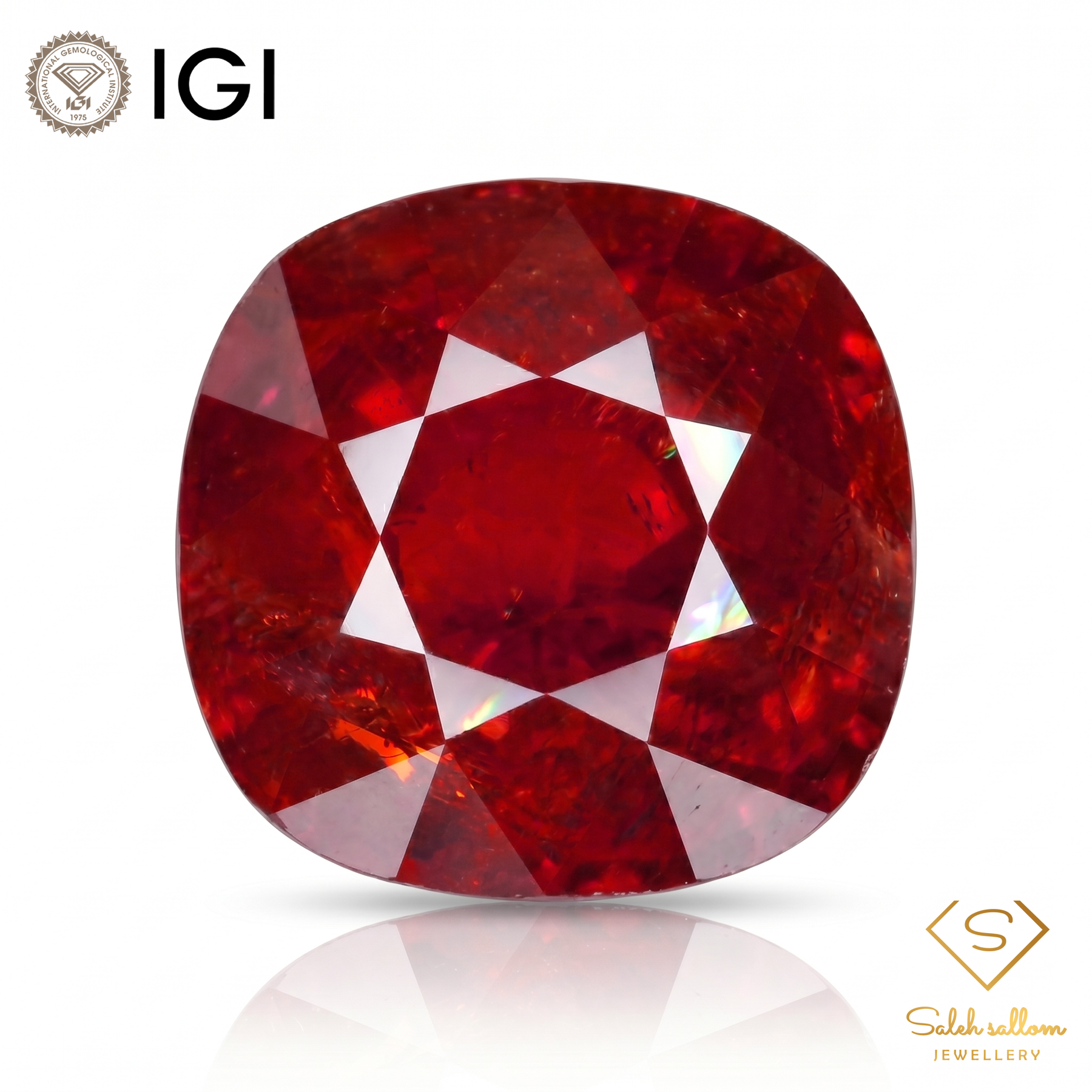 IGI Certified Natural Spessartite Garnet | 7.99 Carat Cushion Cut | Orangy Red