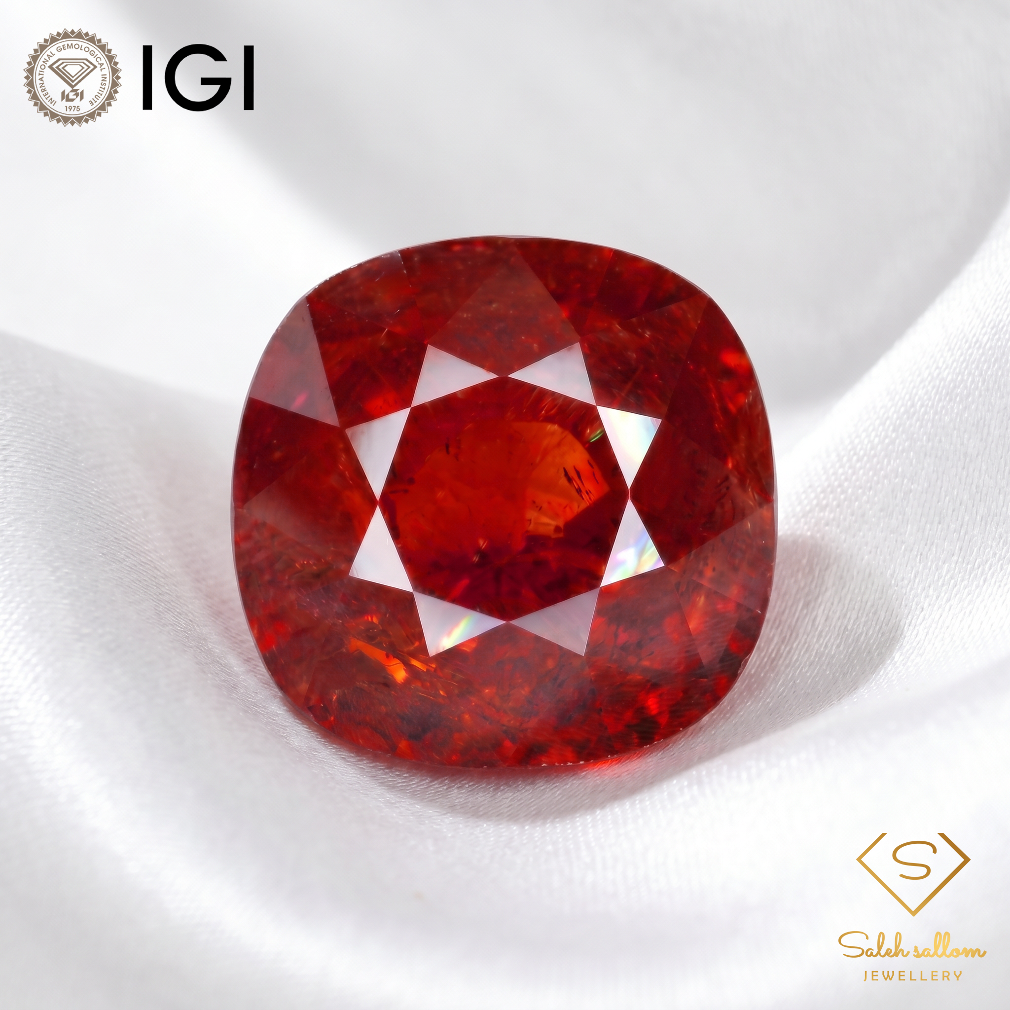 IGI Certified Natural Spessartite Garnet | 7.99 Carat Cushion Cut | Orangy Red Secondary image