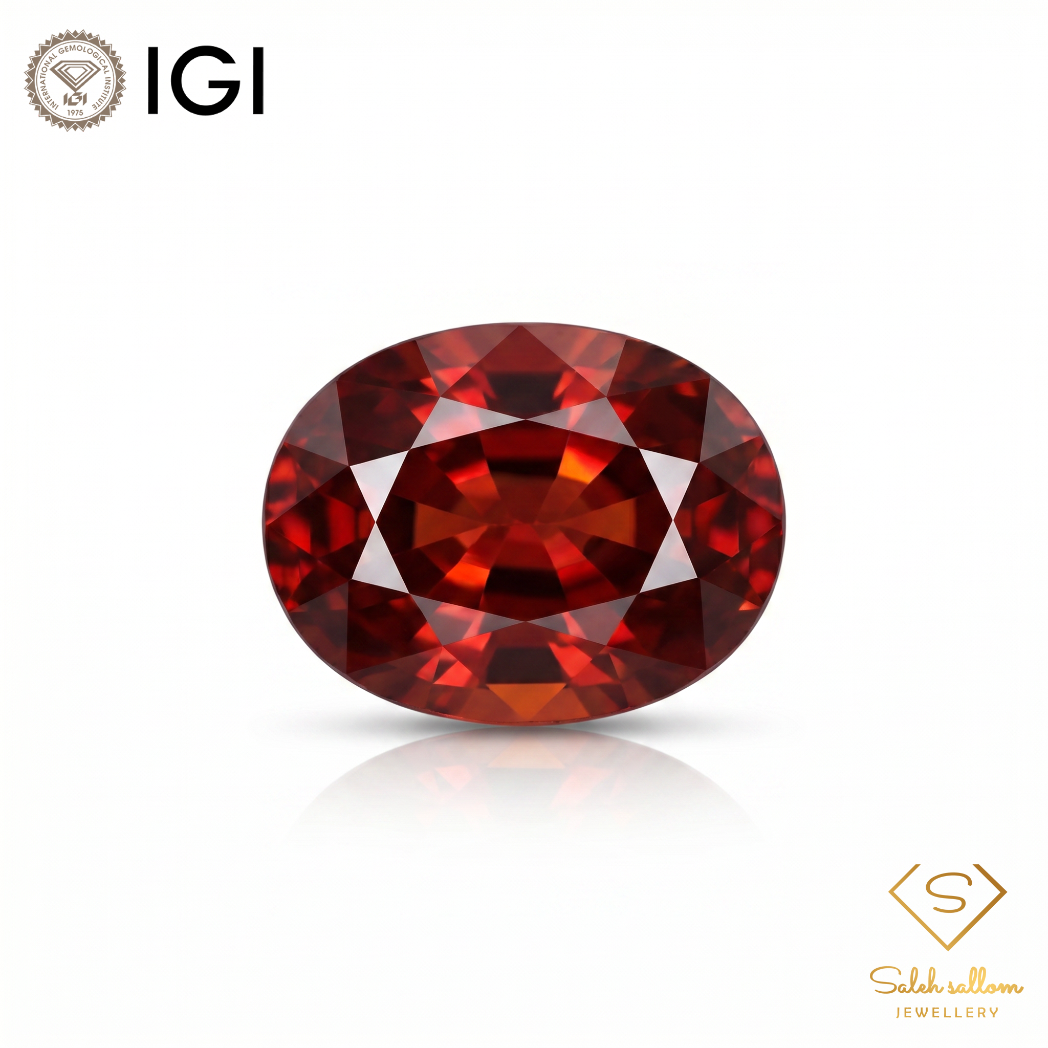 IGI Certified Natural Spessartite Garnet | 8.41 Carat Oval Cut | Orangy Red Main image