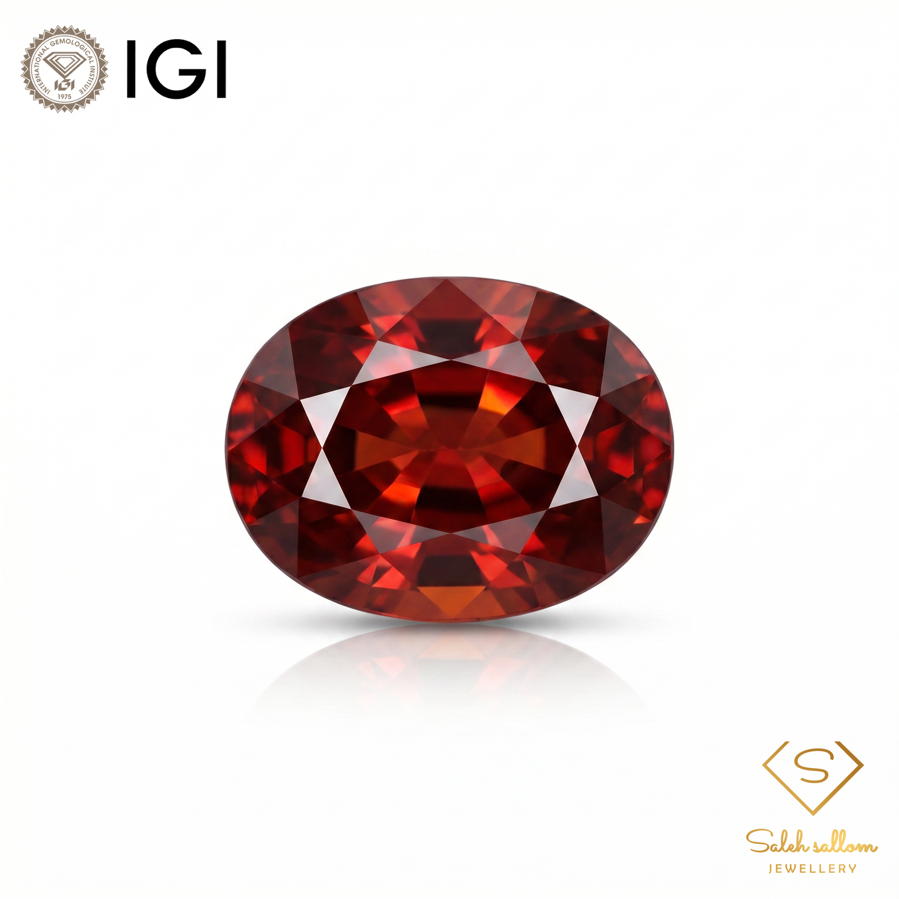 IGI Certified Natural Spessartite Garnet | 8.41 Carat Oval Cut | Orangy Red