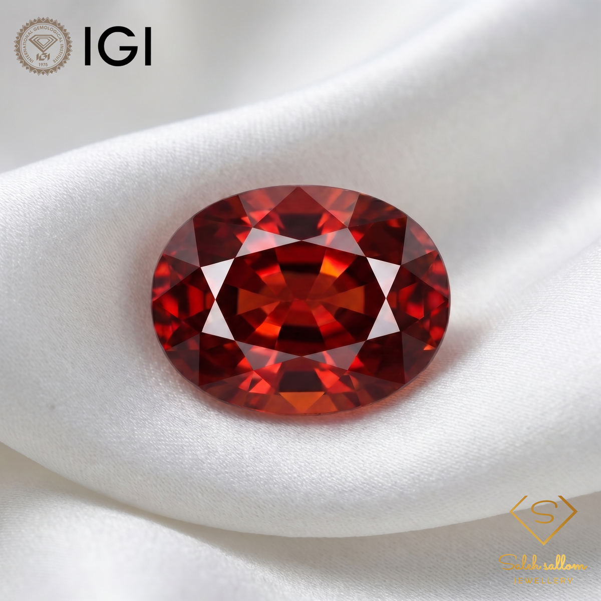 IGI Certified Natural Spessartite Garnet | 8.41 Carat Oval Cut | Orangy Red
