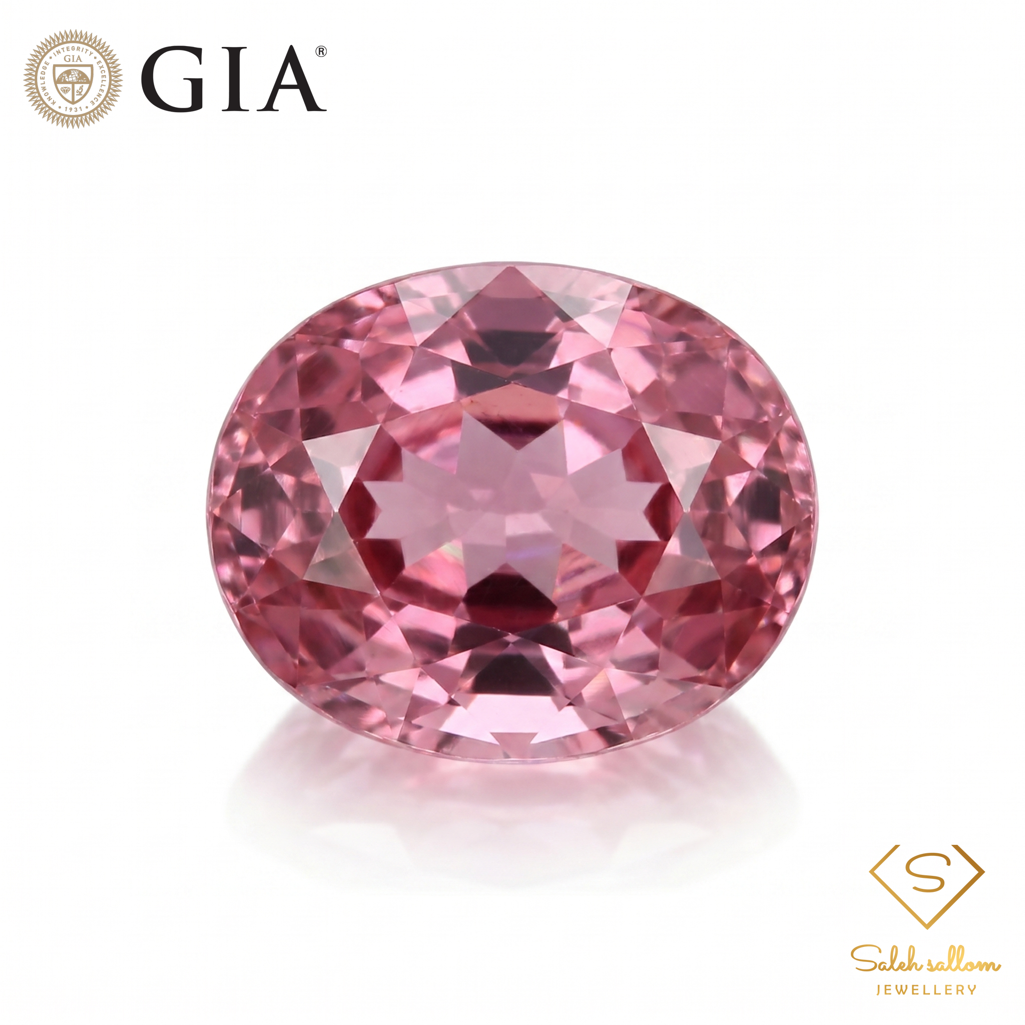 GIA Certified Natural Pink Tourmaline | 3.28 Carat Oval Cut | Elegant Soft Pink-Saleh Sallom Main image