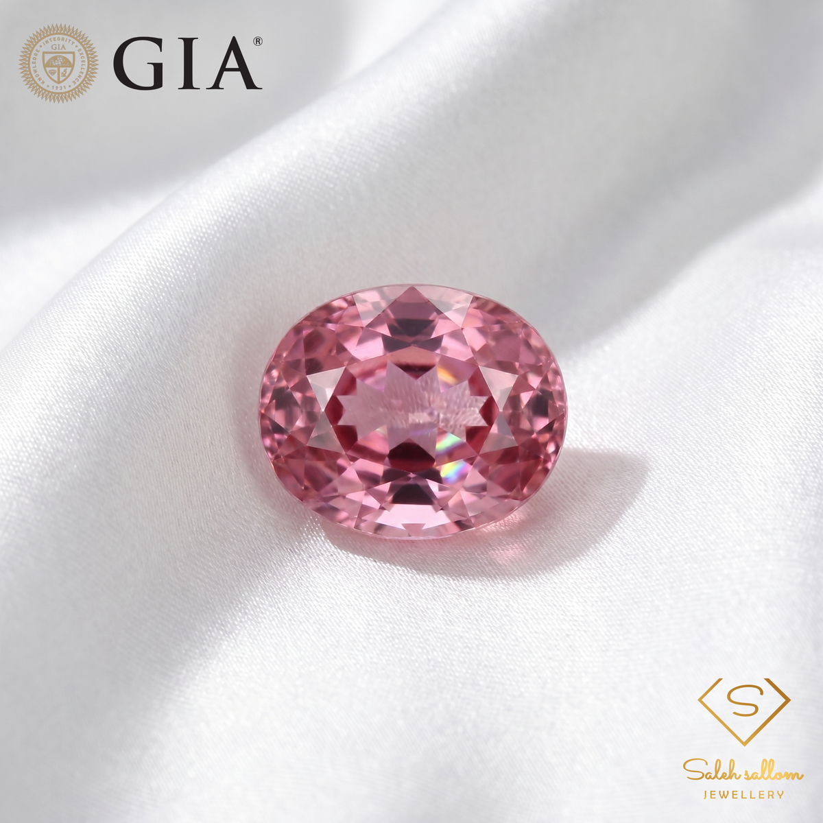 GIA Certified Natural Pink Tourmaline | 3.28 Carat Oval Cut | Elegant Soft Pink-Saleh Sallom