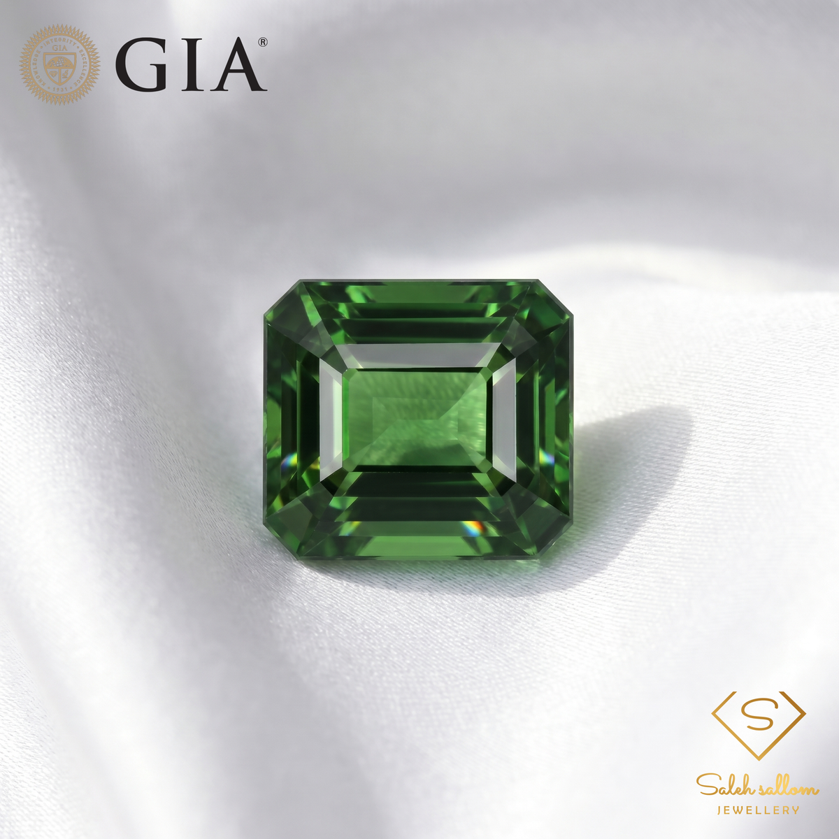 GIA Certified Natural Green Tourmaline | 1.60 Carat Octagonal Step Cut | Vivid Green