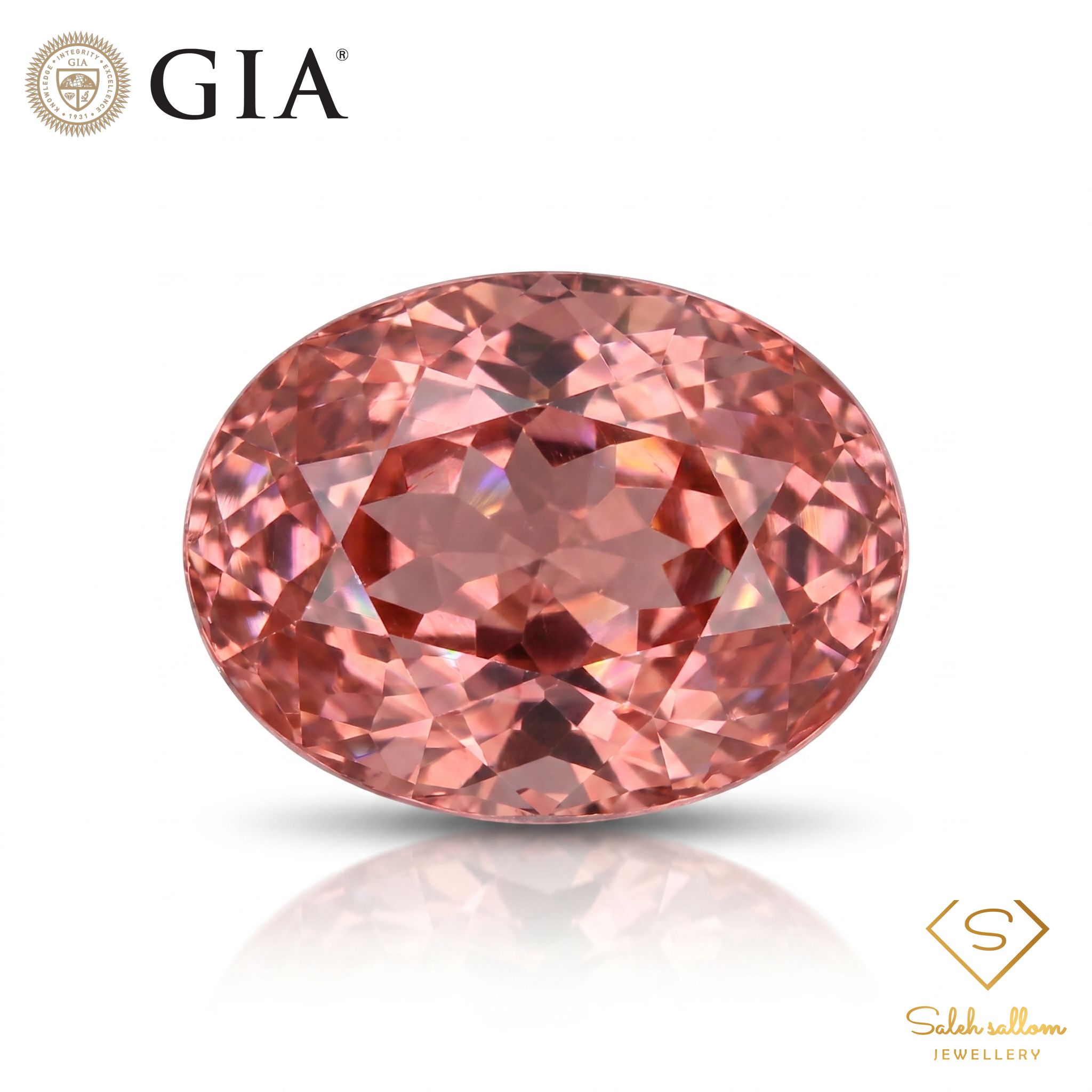 GIA Certified Natural Pink Tourmaline | 2.30 Carat Oval Cut | Orangy Pink-Saleh Sallom Main image