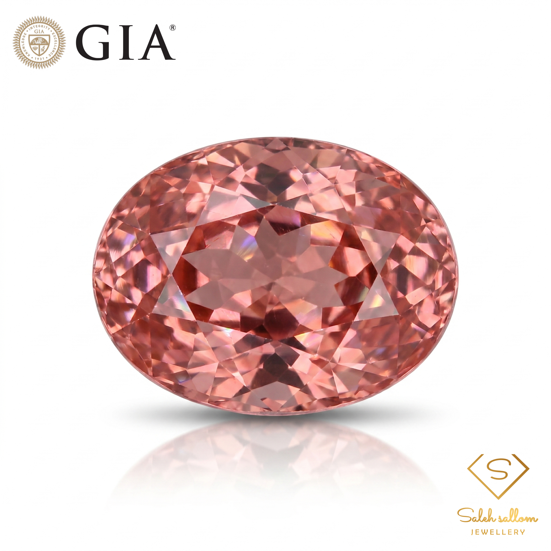 GIA Certified Natural Pink Tourmaline | 2.30 Carat Oval Cut | Orangy Pink-Saleh Sallom