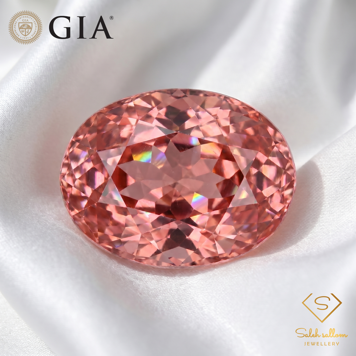 GIA Certified Natural Pink Tourmaline | 2.30 Carat Oval Cut | Orangy Pink-Saleh Sallom
