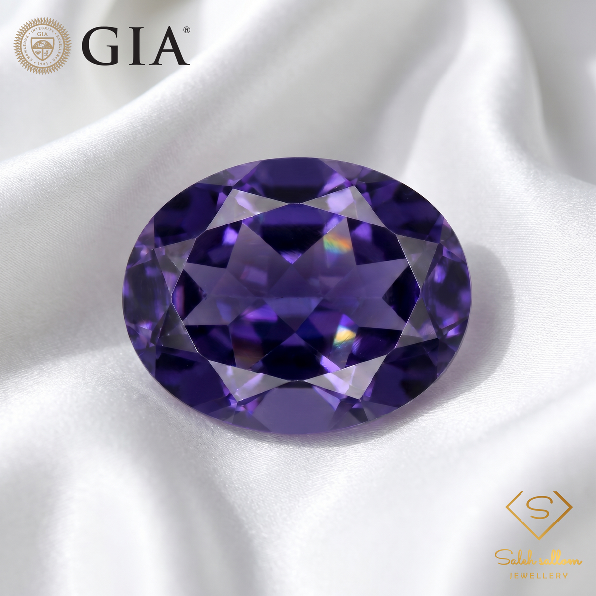 GIA Certified Natural Iolite | 1.99 Carat Oval Cut | Deep Violet Blue