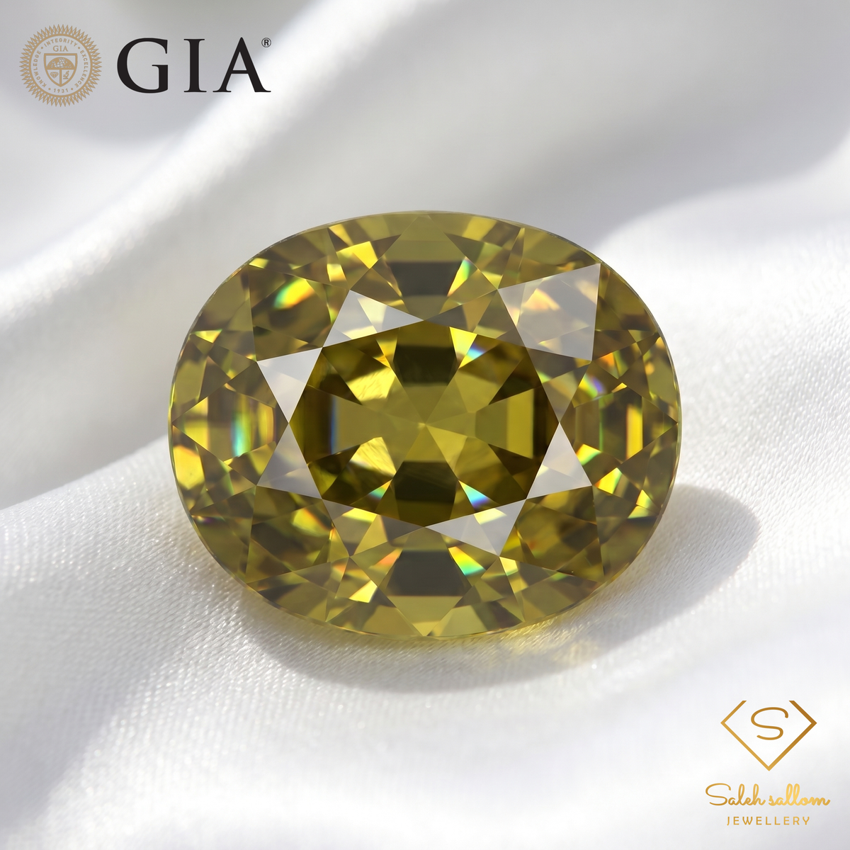 GIA Certified Natural Greenish Yellow Tourmaline | 1.26 Carat Oval Cut | Bright Lime Tone