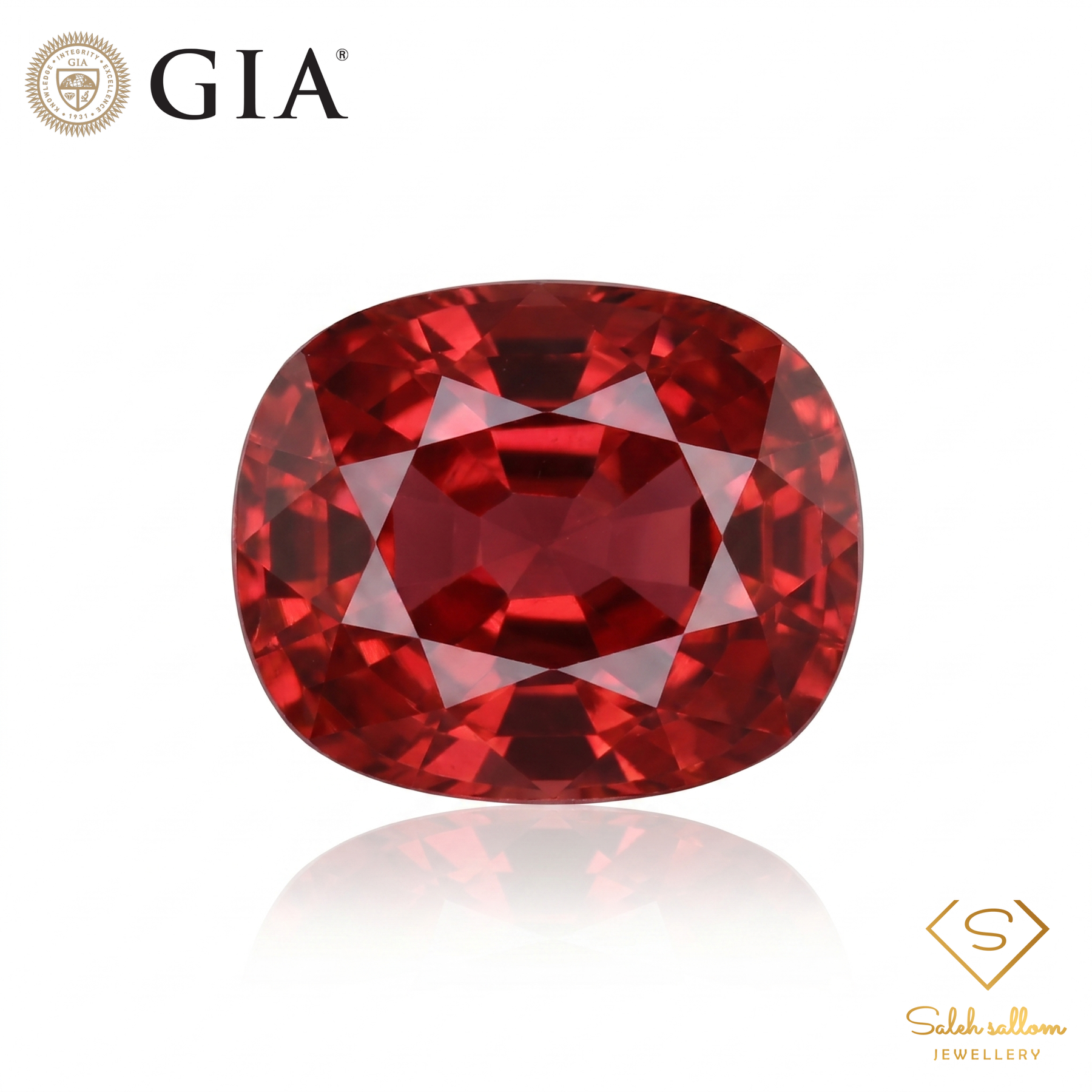 GIA Certified Natural Red-Orange Tourmaline | 3.26 Carat Cushion Cut | Vivid Sunset Glow