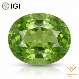 IGI Certified Natural Sphene | 2.42 Carat Oval Cut | Yellowish Green Fire Gemstone