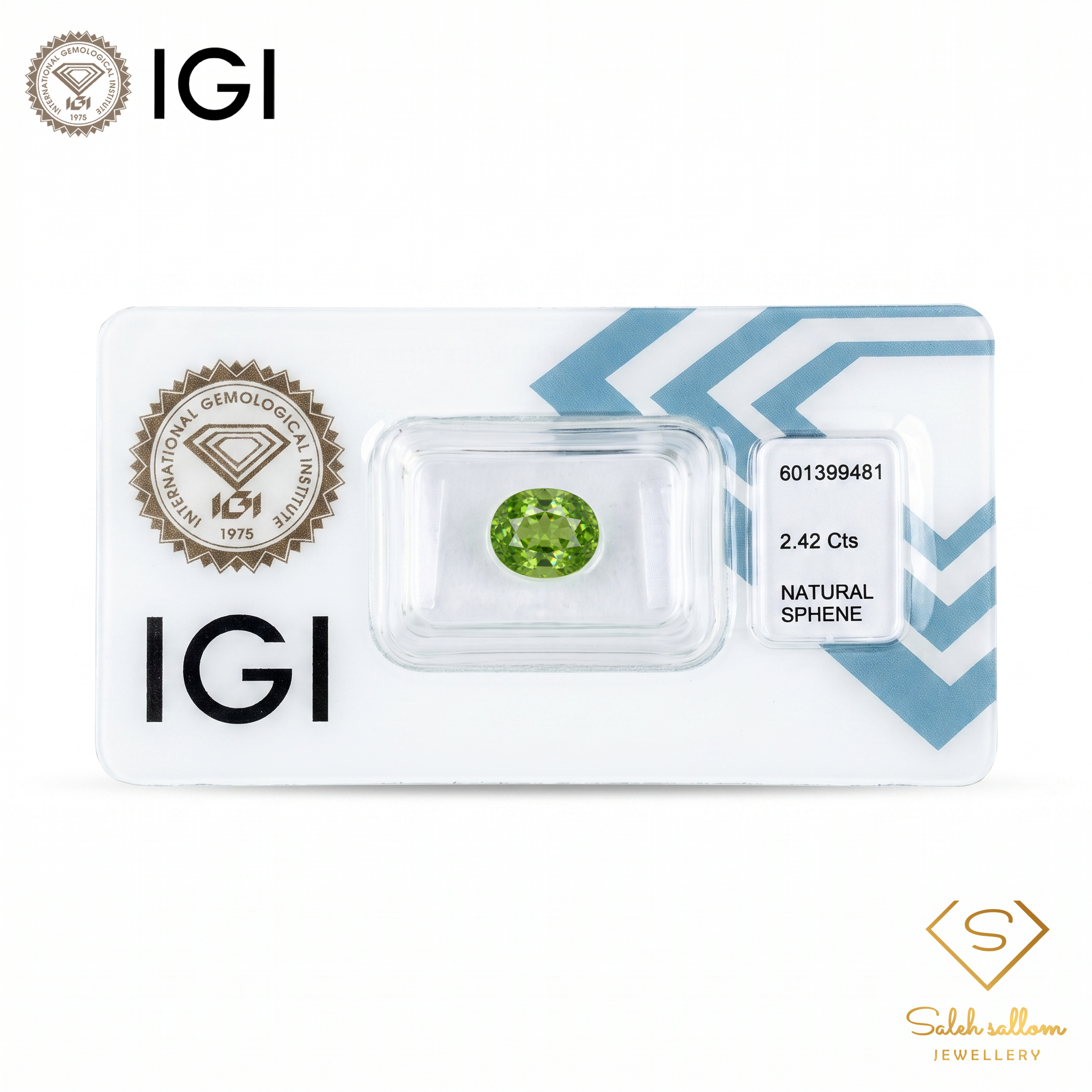 IGI Certified Natural Sphene | 2.42 Carat Oval Cut | Yellowish Green Fire Gemstone Secondary image