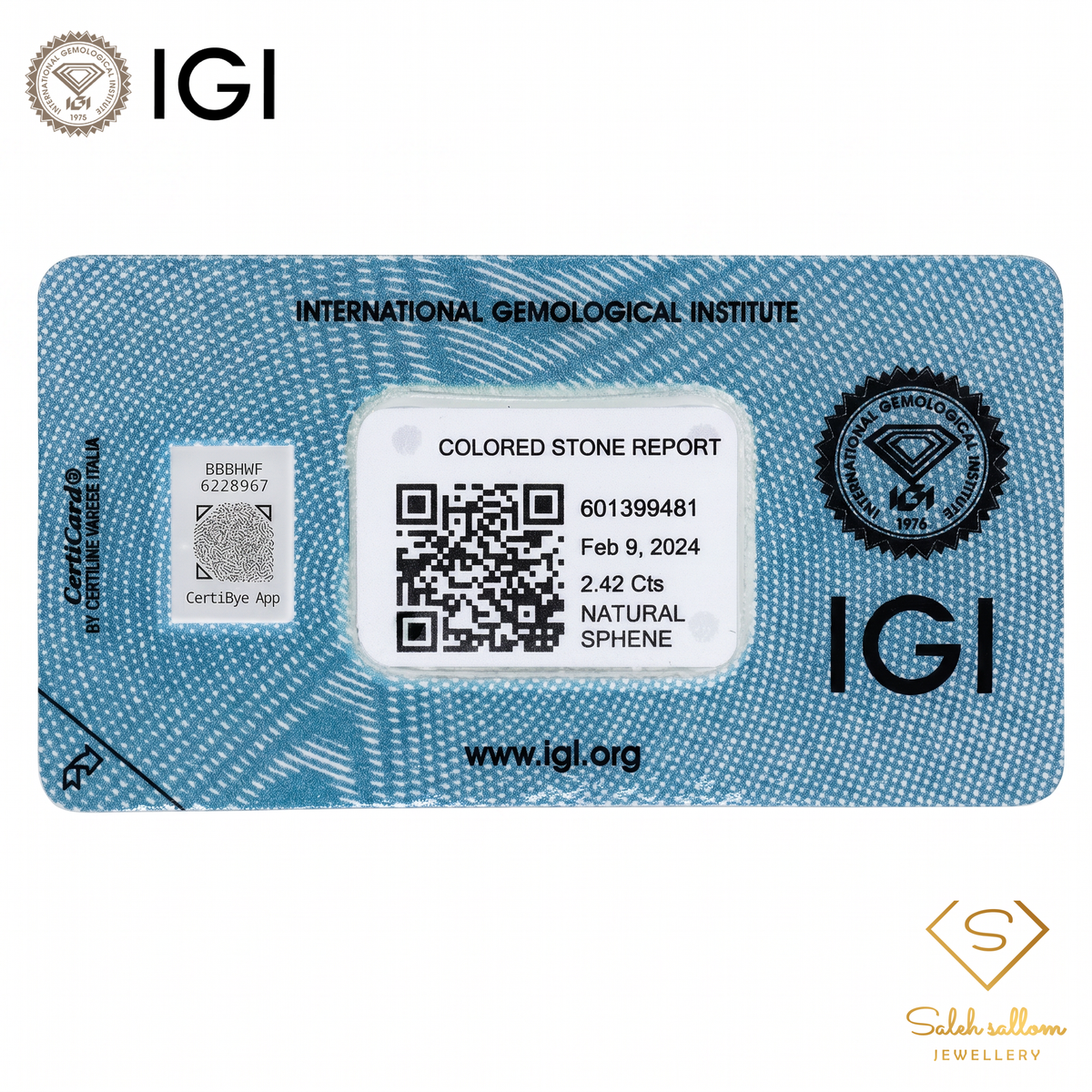 IGI Certified Natural Sphene | 2.42 Carat Oval Cut | Yellowish Green Fire Gemstone