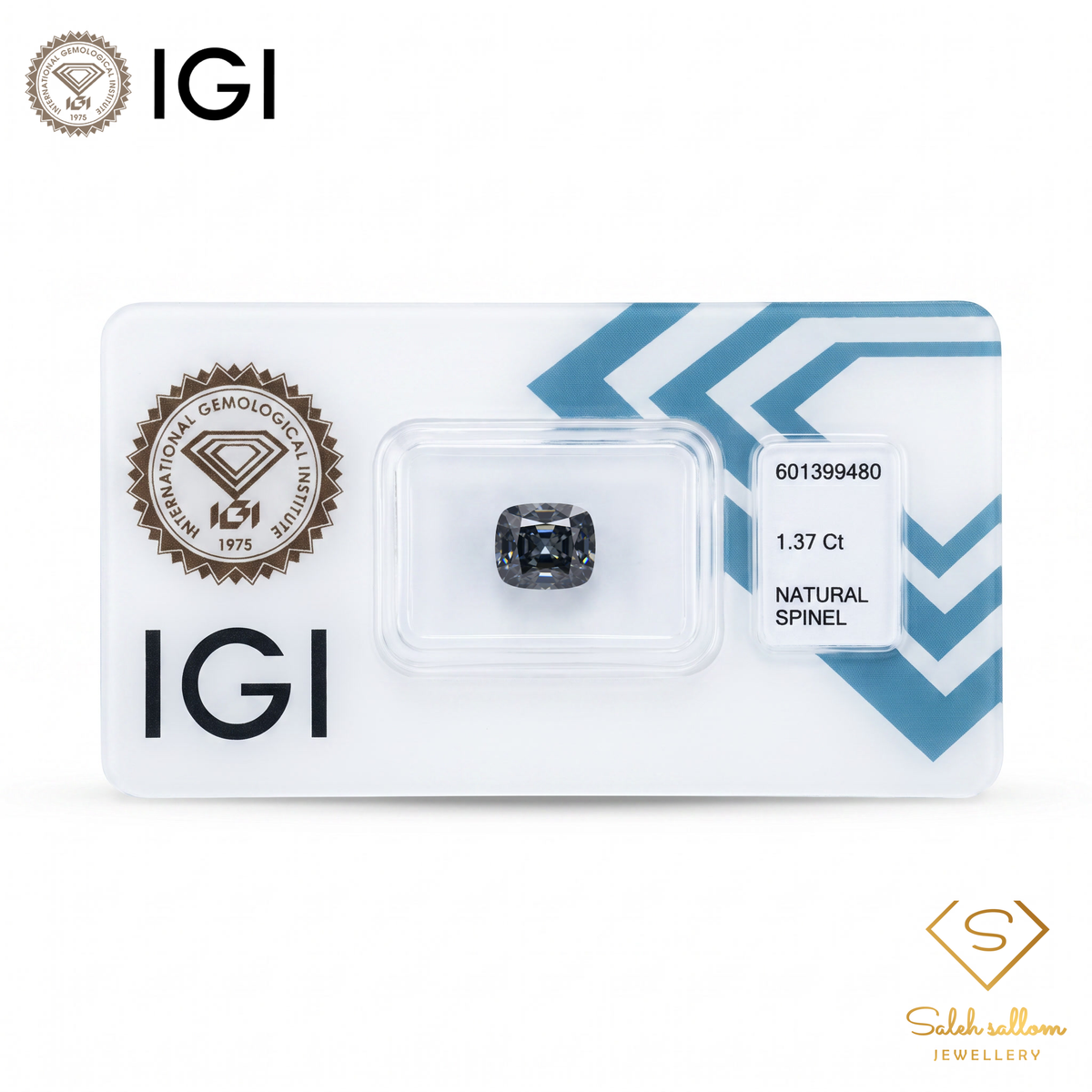 IGI Certified Natural Spinel | 1.37 Carat Cushion Cut | Dark Greyish Violet Gemstone