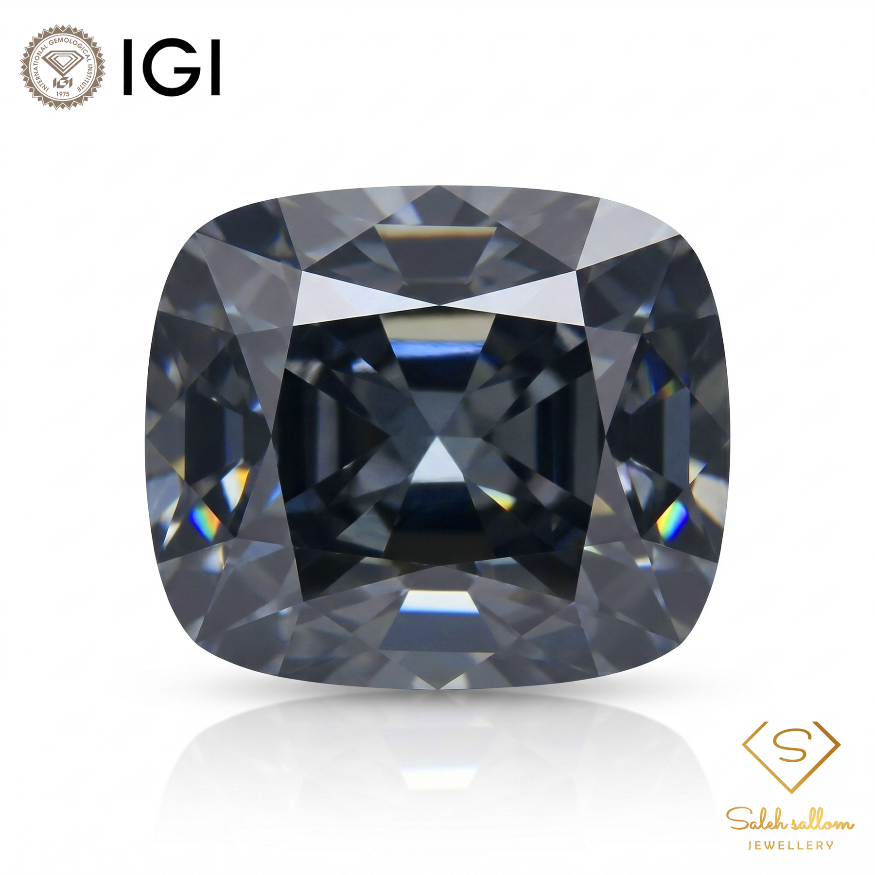 IGI Certified Natural Spinel | 1.37 Carat Cushion Cut | Dark Greyish Violet Gemstone