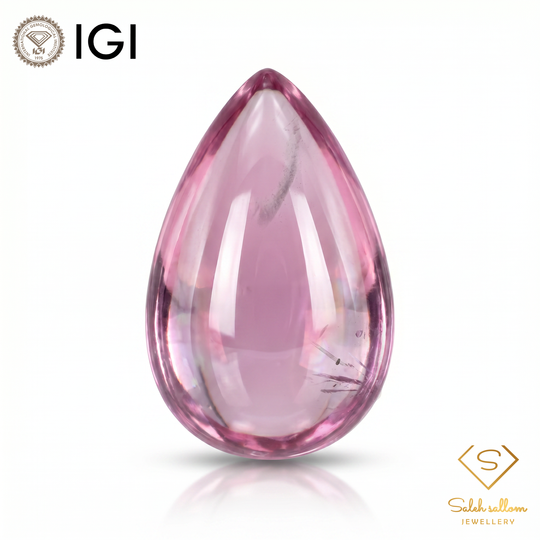 IGI Certified Natural Pink Spinel Cabochon | 4.47 Carat Pear Shape | Rare Soft Glow Gemstone
