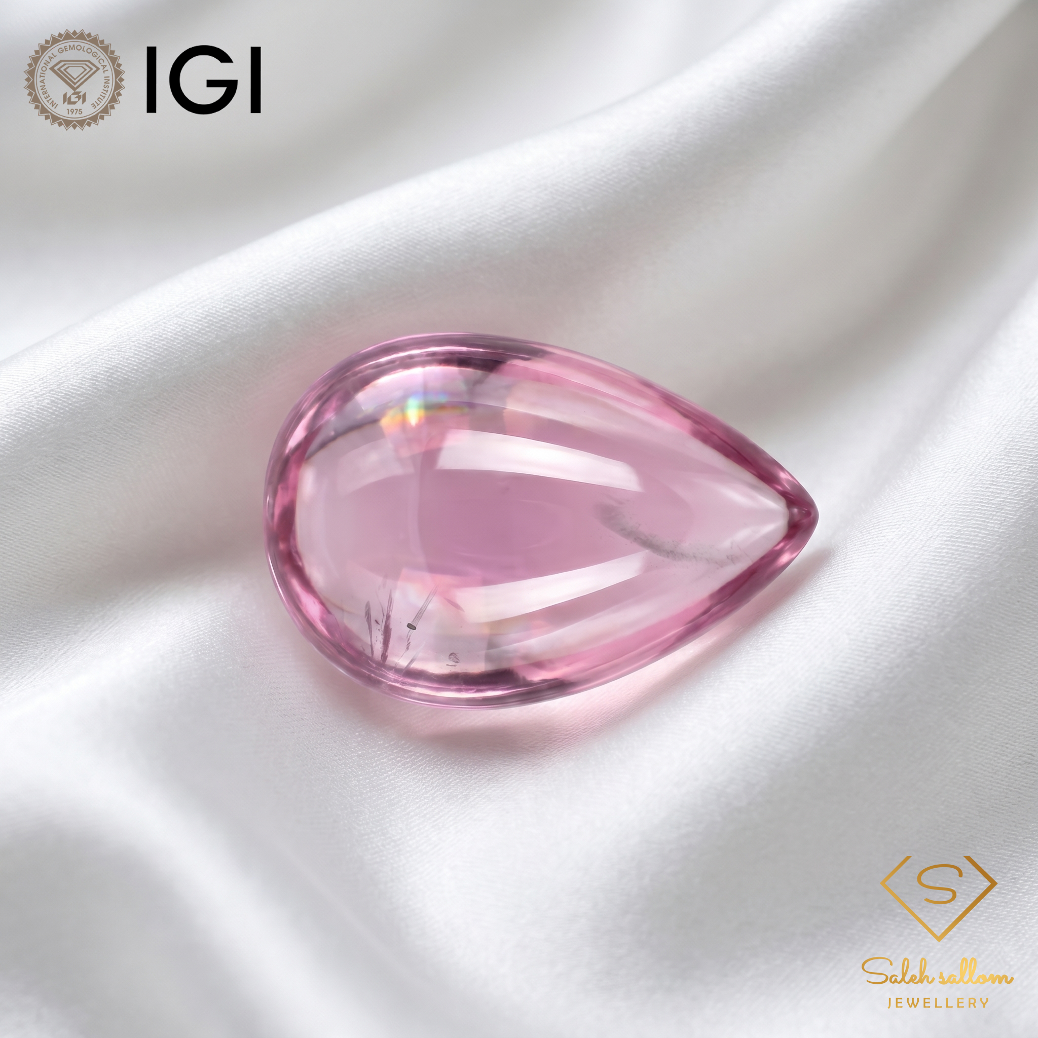 IGI Certified Natural Pink Spinel Cabochon | 4.47 Carat Pear Shape | Rare Soft Glow Gemstone Secondary image