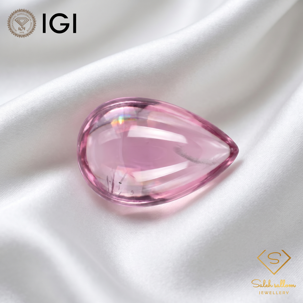 IGI Certified Natural Pink Spinel Cabochon | 4.47 Carat Pear Shape | Rare Soft Glow Gemstone